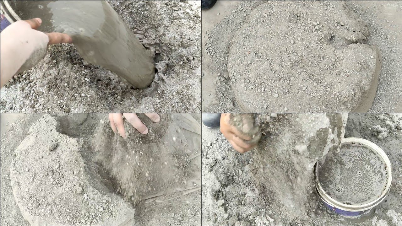 ASMR: super gritty soft dusty pure cement full tub crumbling dry+water+pouring🤤/oddlysatifying