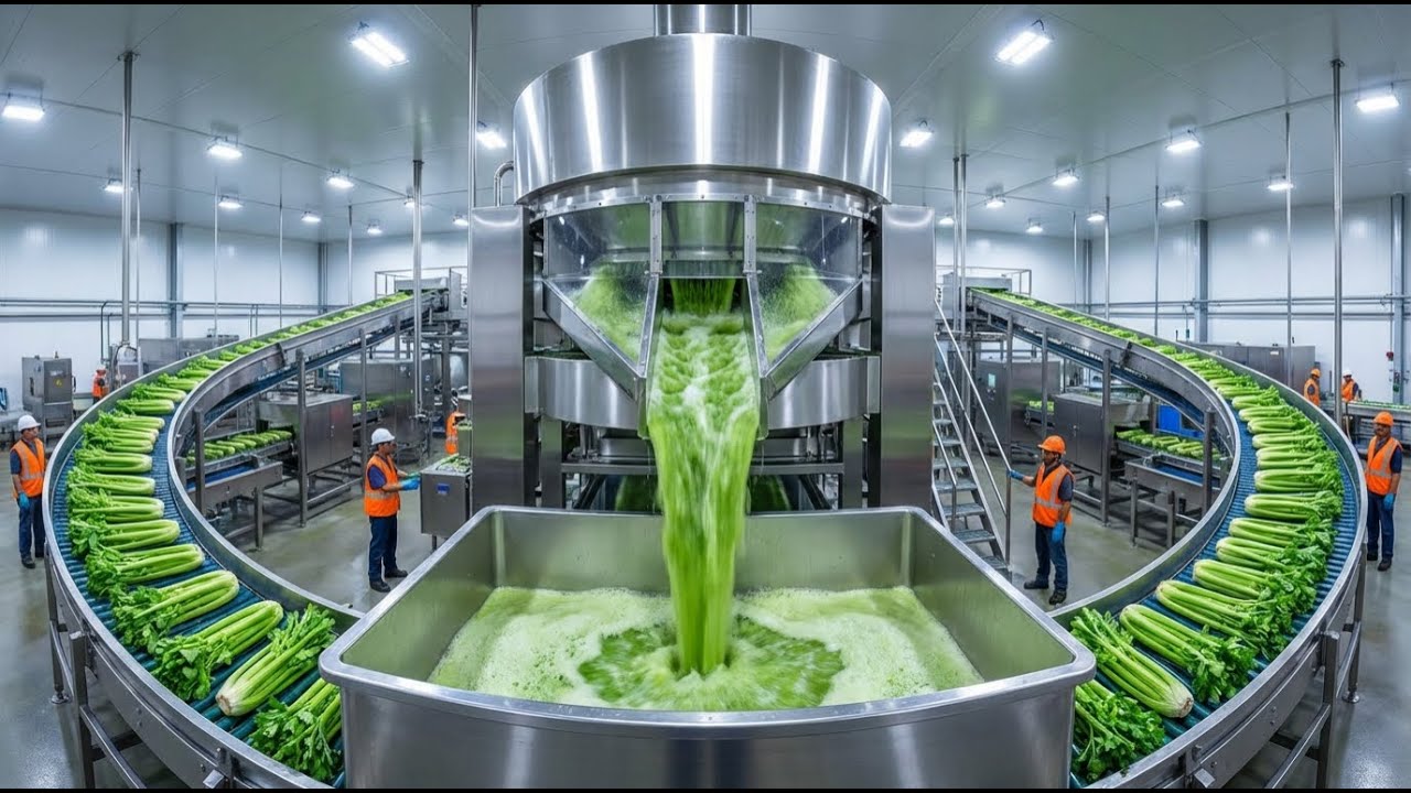Inside a Modern High-Tech Factory: How to Make Celery Juice (Full Process)