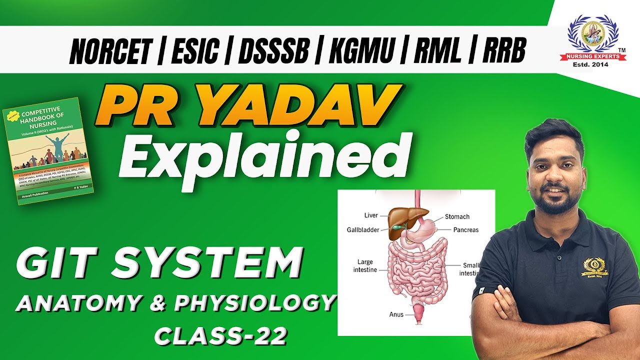 PR Yadav Explained | GIT SYSTEM Anatomy and Physiology | NORCET | ESIC | Class 22 | Nursing