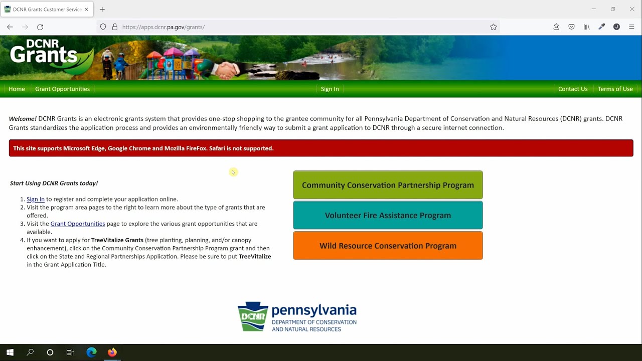 DCNR Grants Portal Tutorial &ndash; Awarded Projects