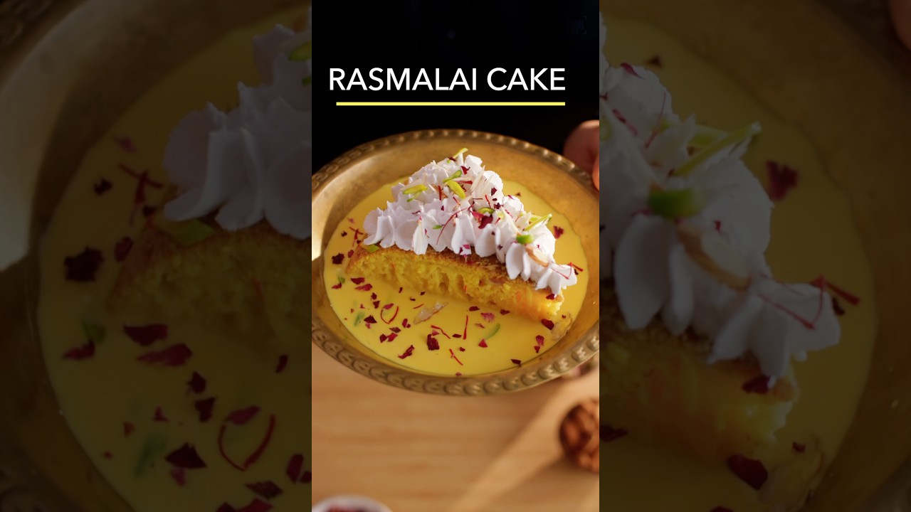 Eggless - No Oven Rasmalai Cake in a Pan | Ras Malai Tres Leches | Sanjyot Keer #shorts