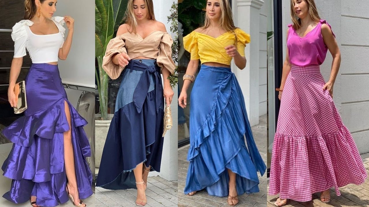 LOOKS DE MODA CON FALDAS LARGAS 2022 - FALDAS ASIMÉTRICAS, FALDAS CON OLANES Y FALDAS CON VUELO!!!