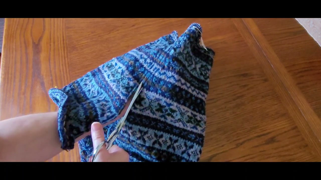 Knitting two Fair Isle Sleeves At The Same Time With Steeks Pt 2 - Cutting - 1st Video linked below