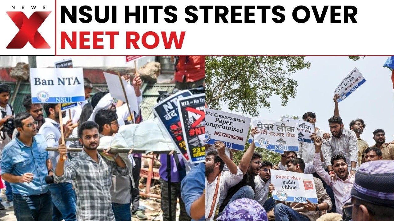 NSUI Protest NEET 2026: Protests Stage Outside Shastri Bhawan Over NEET 2026 Paper Leak Controversy