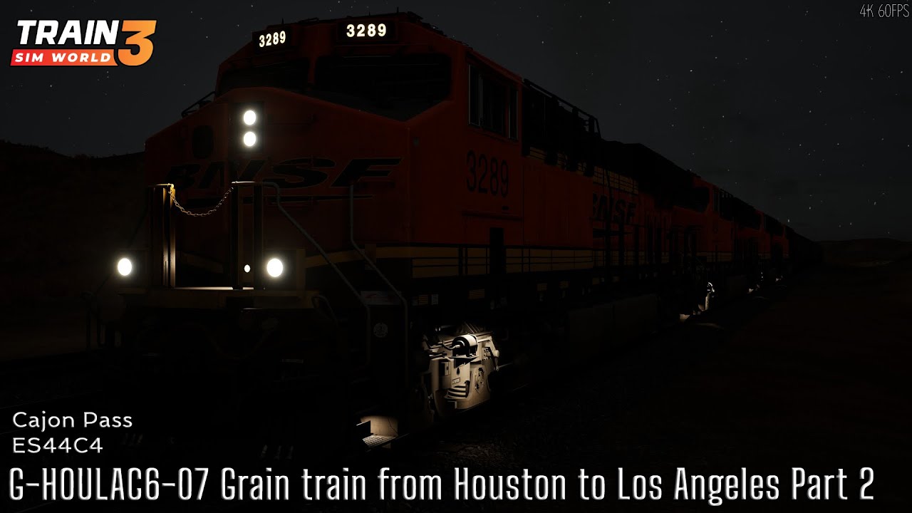 G-HOULAC6-07 Grain train from Houston to Los Angeles Part 2 - Cajon Pass - ES44C4 - TSW3