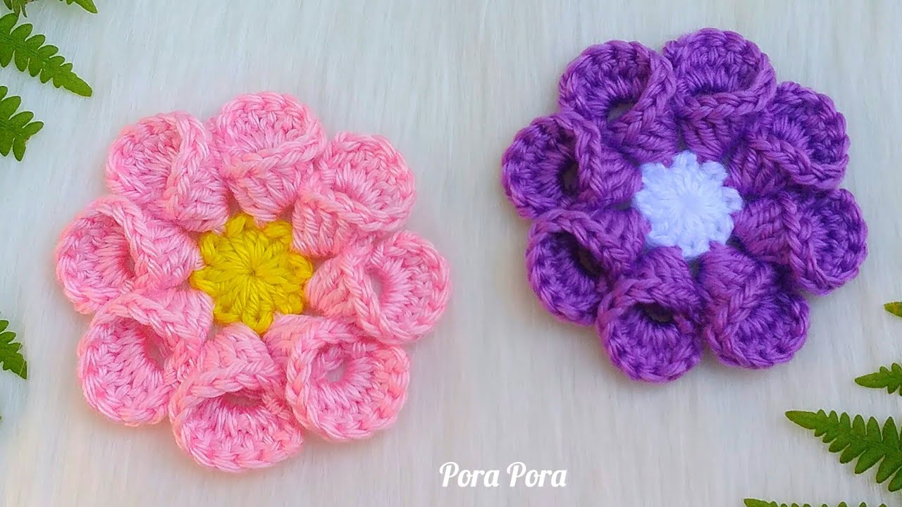 Crochet Flower I Crochet 8 Petals Flower I Crochet 3D flower