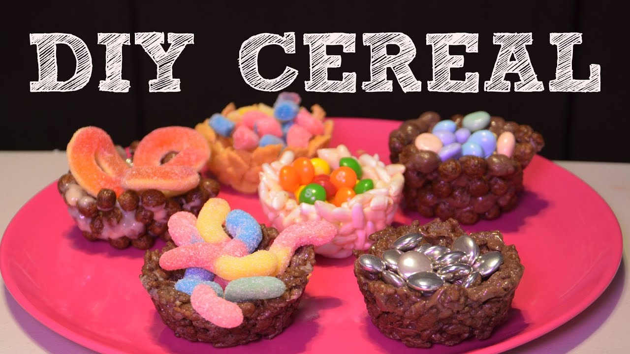 Canastitas de cereal, dulces y chocolate | DIY Platos de cereal con gomitas | Recetas fáciles