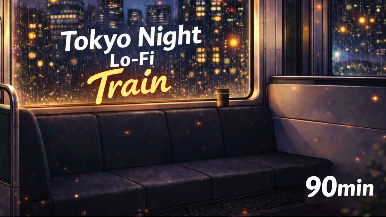 Tokyo Night Train Rainy Lo-fi 🚃🌧️Relaxing Piano for Study / Work / Sleep (90 MIN)