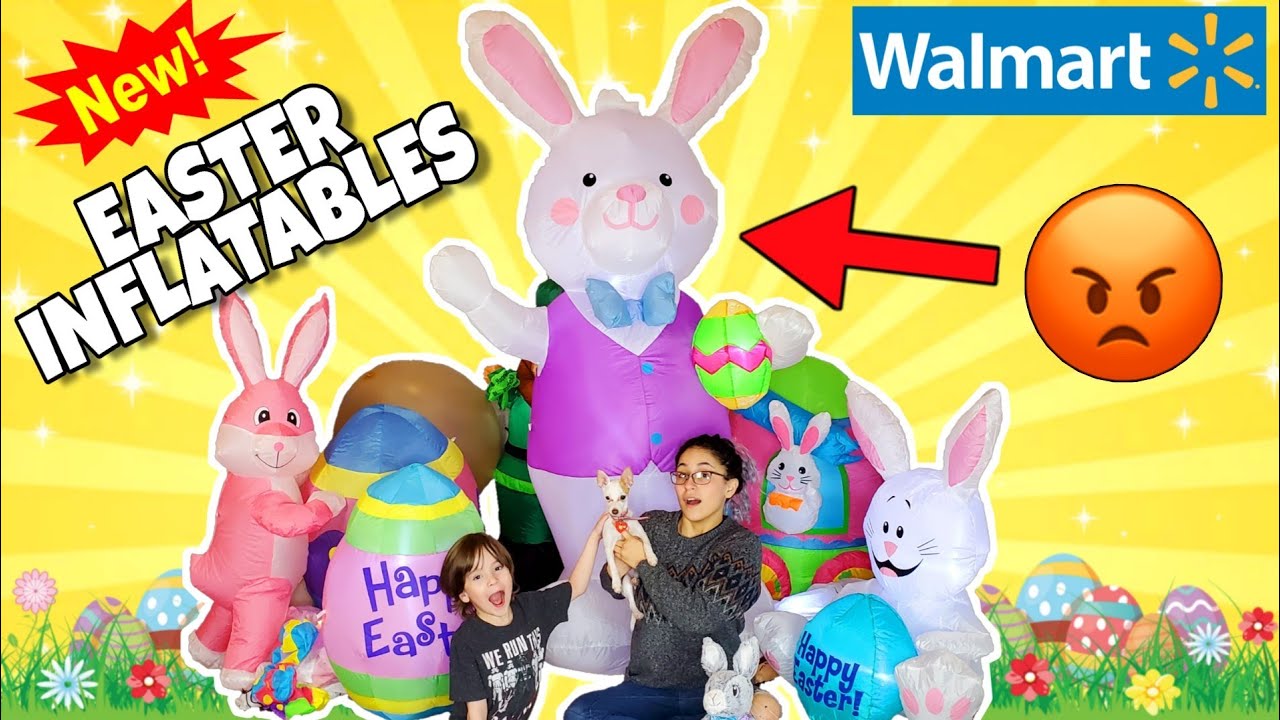 Broken Inflatables at Walmart? Giant Easter Bunny Holiday Inflatable Blow up & Animated plush 2020
