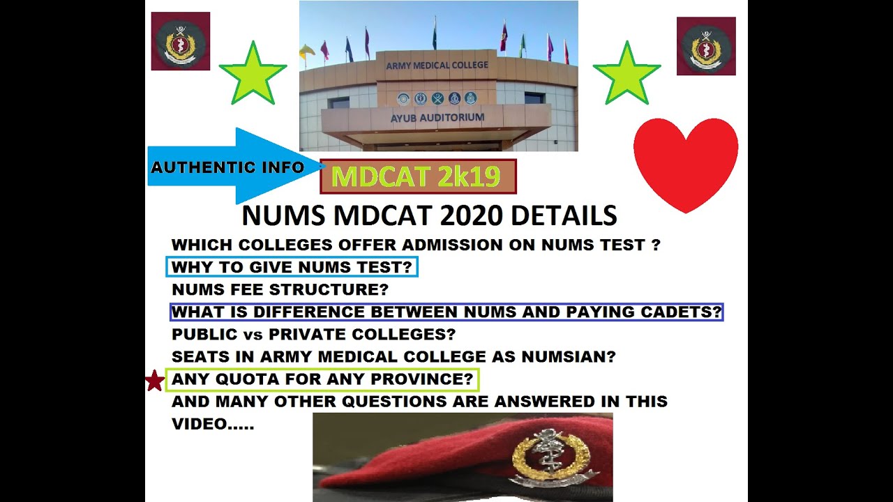 NUMS ENTRY TEST 2020 DETAILS, NUMS vs PAYING CADETS DIFFERENCE,WHICH CLGs OFFER ADMISSION ON NUMS