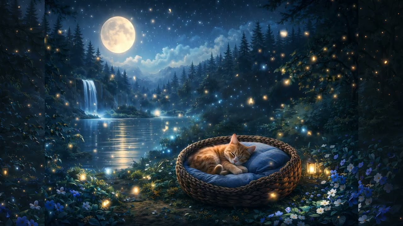Baby Sleep White Noise 🐈🧺 Cat Purring & Water Sounds