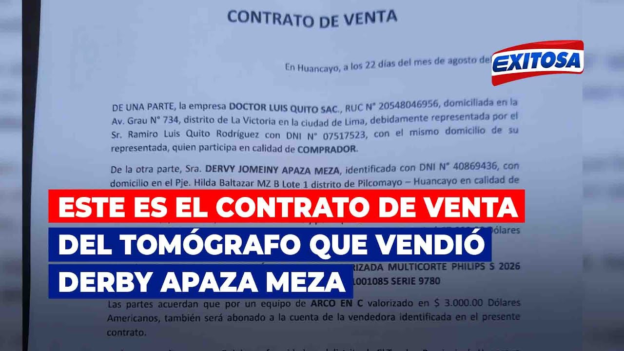 🔴🔵El abogado de Luis Quito mostr&oacute; el contrato de venta del tom&oacute;grafo que vendi&oacute; Derby Apaza Meza
