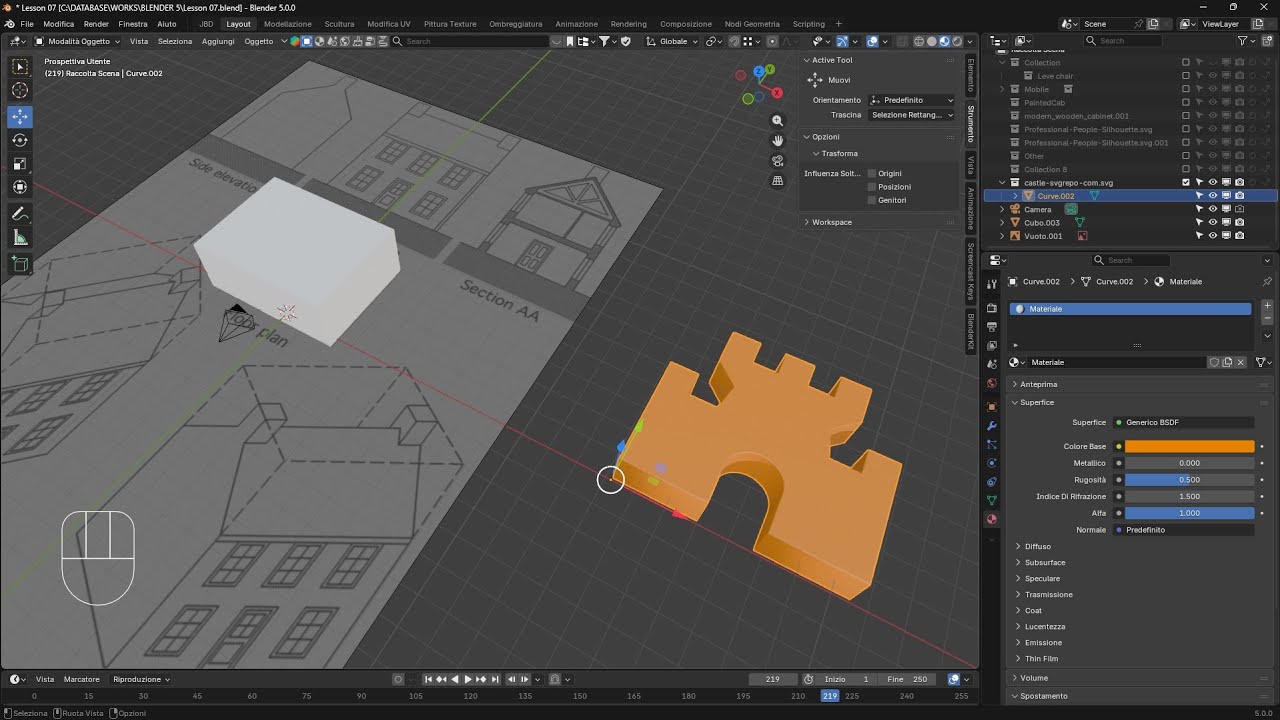 BLENDER - Урок 08 - Управление панелью «Структура», импорт растровых изображений RGB и векторной ...
