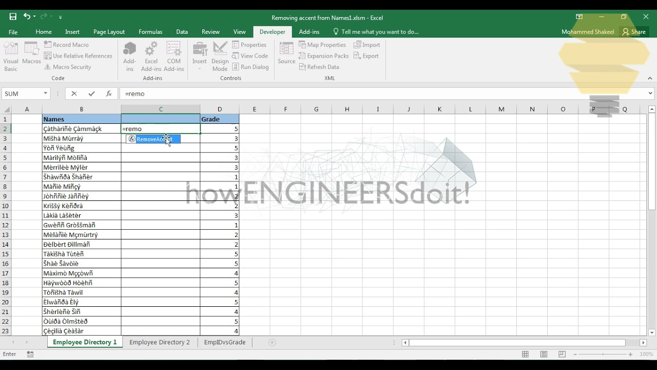 How to remove accent from Names in excel at once|Excel Tips & Tricks