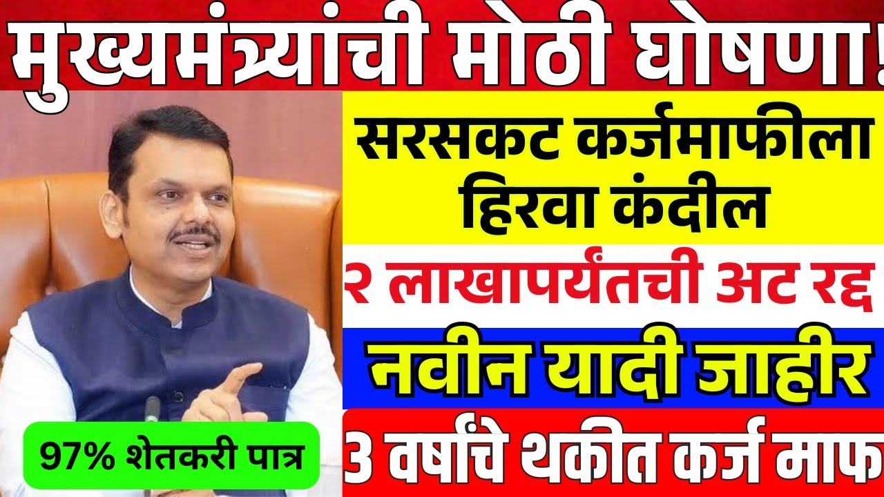 Maharashtra Karj Mafi Update 7 Dec 2025 | Farm Loan Scheme 2025 | शेतकऱ्यांसाठी मोठा निर्णय जाहीर!