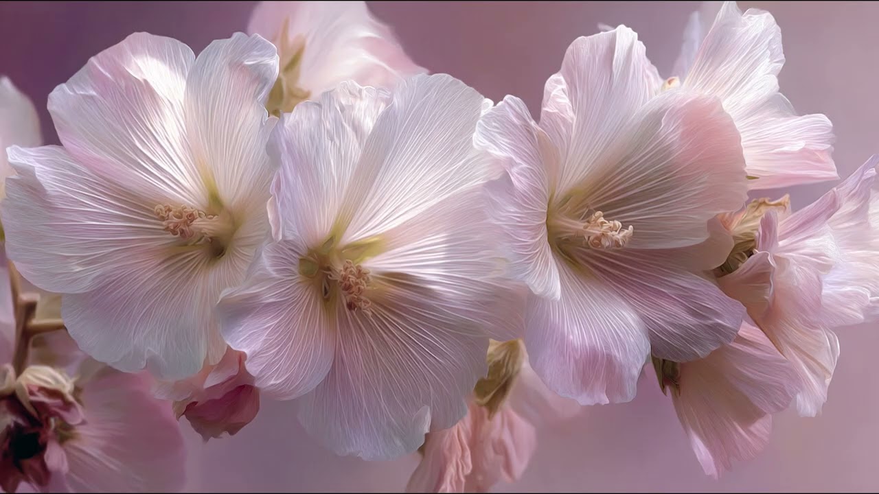Soft Blush White Flowers Painting | Elegant Floral TV Art | Aesthetic Screensaver | 8 Hours