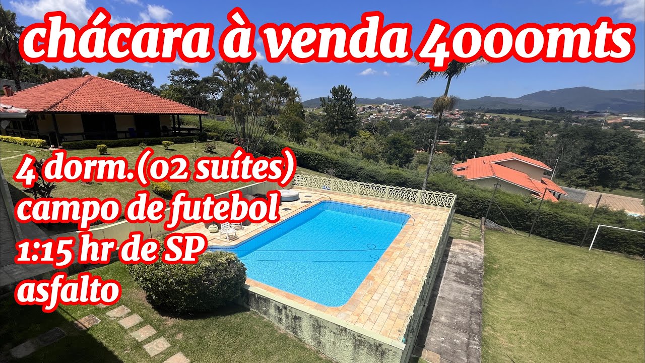 93 - CHÁCARA À VENDA 4000MTS 4 DORMITÓRIOS (02 SUÍTES) CAMPO DE FUTEBOL, 1:15 HR DE SP ASFALTO NET