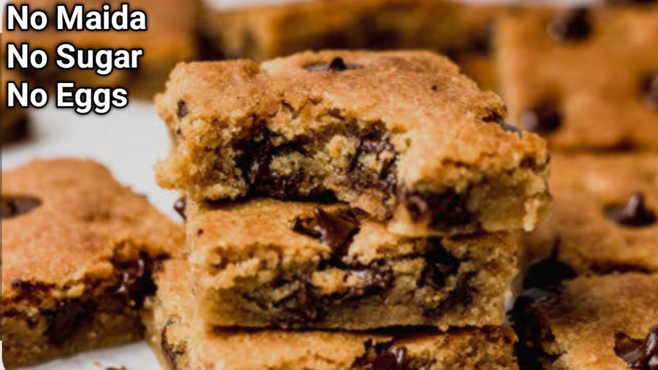 Oats Chocolate Cookie Bar Recipe| No Maida No Sugar No Eggs| Eggless Healthy Cookie Bar Recipe|