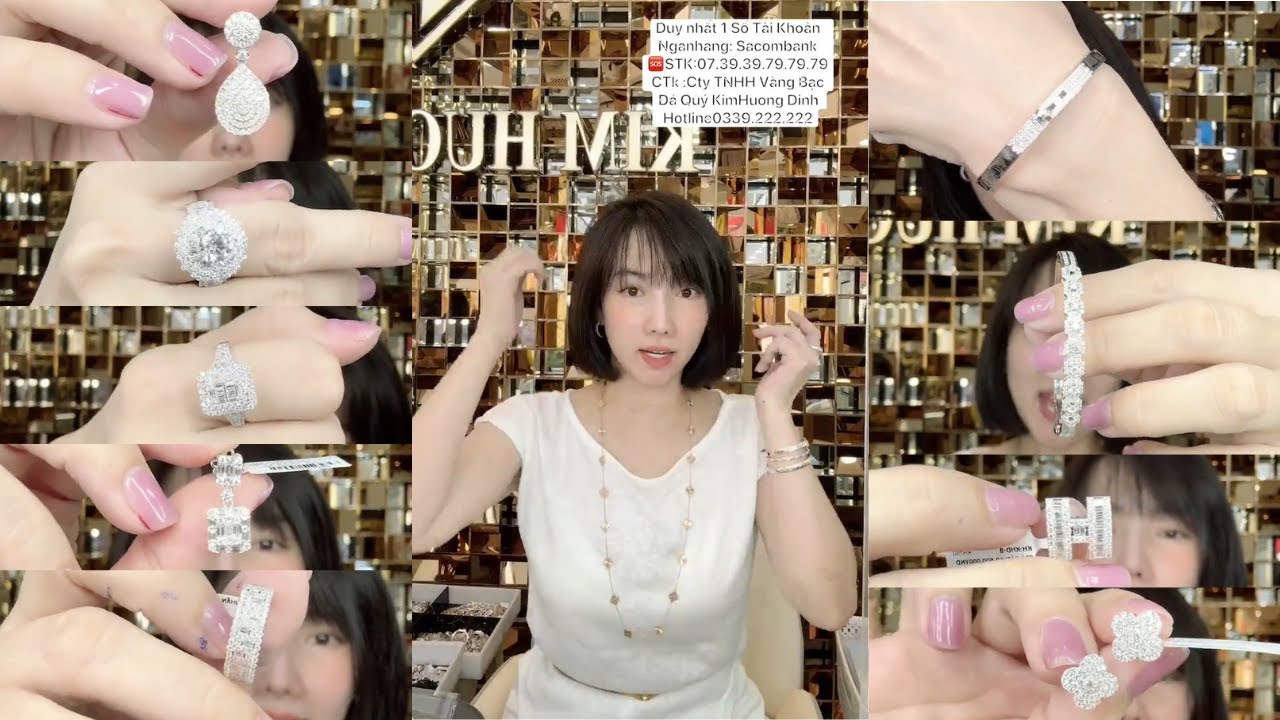 Tiệm vàng Kim Hương Dinh Livestream Bán Vàng bạch kim 750 Sale Vàng Hồng Dây, Nhẫn.