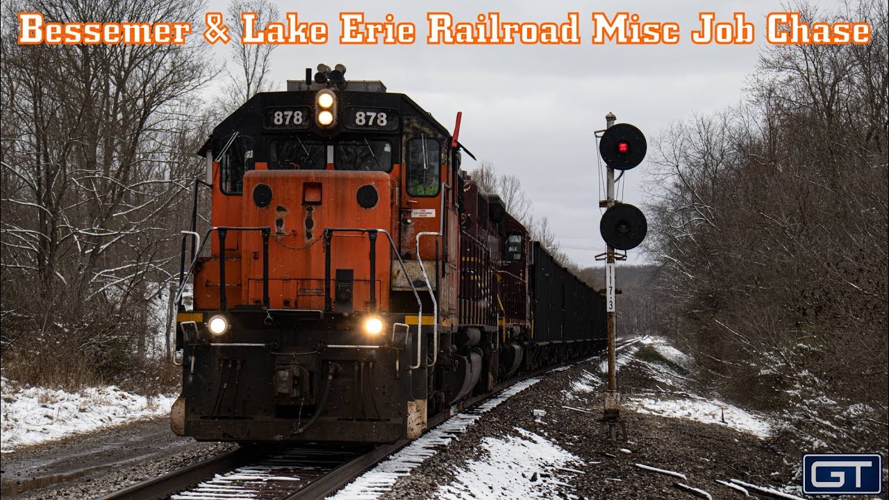 Bessemer & Lake Erie Misc Job Chase with Ore & Wisconsin Central Ballast Hoppers + Girard Local