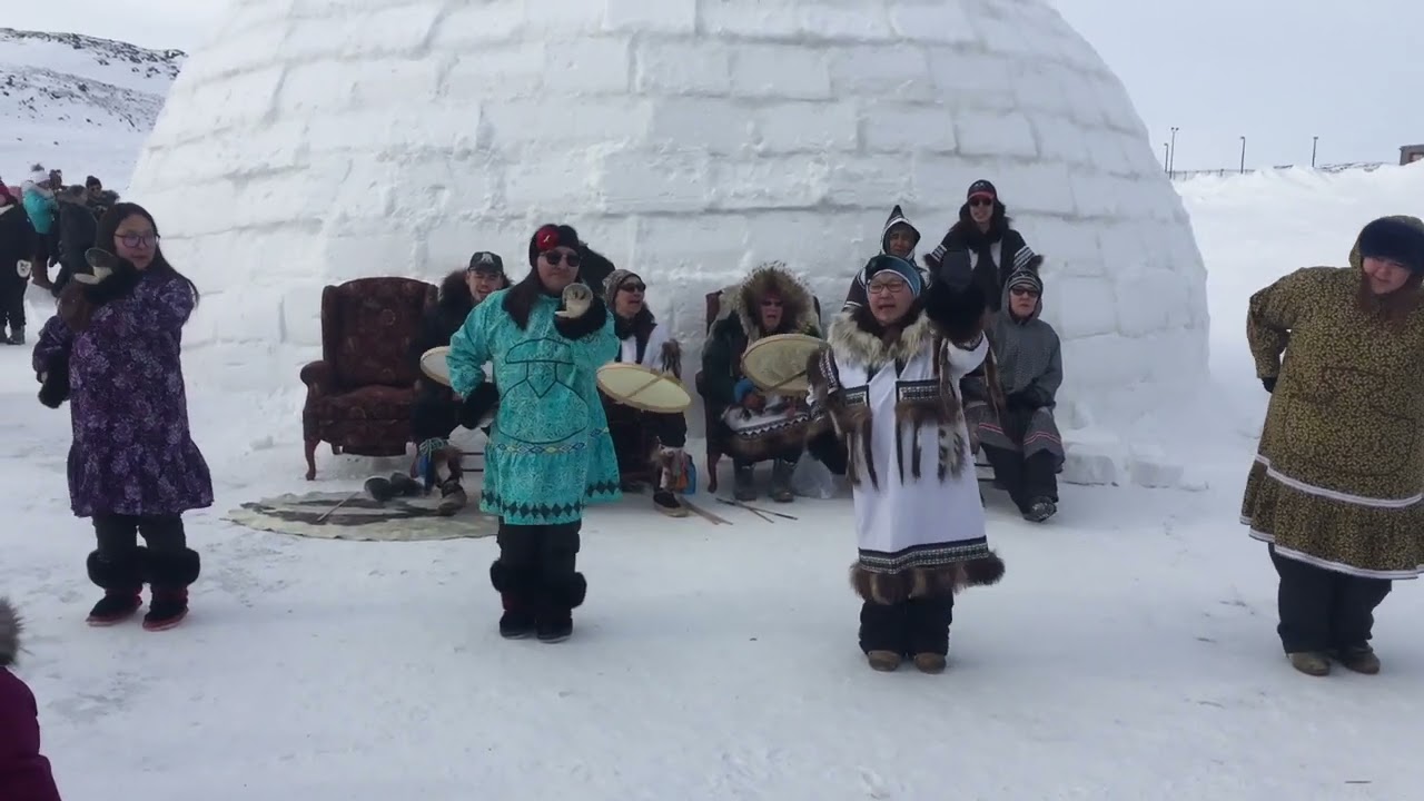 Drum dancing in Iqaluit during a Spring festival.