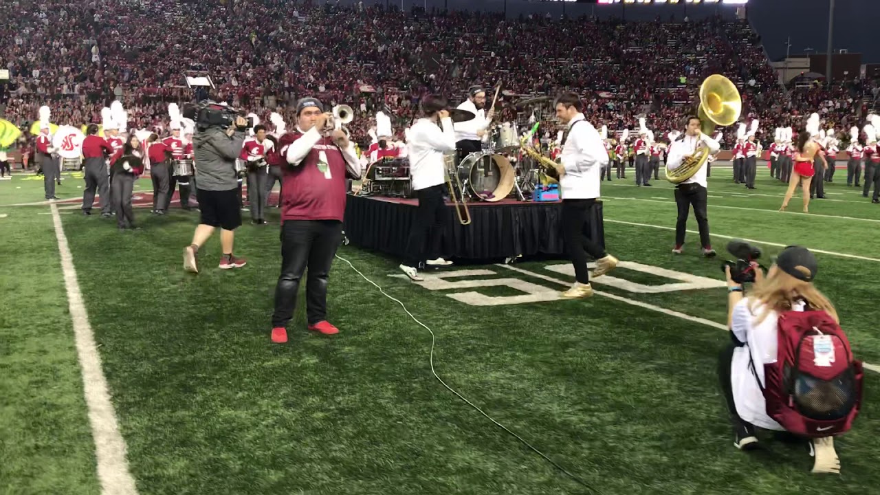 Lucky Chops perform with the WSU Marching band at Halftime