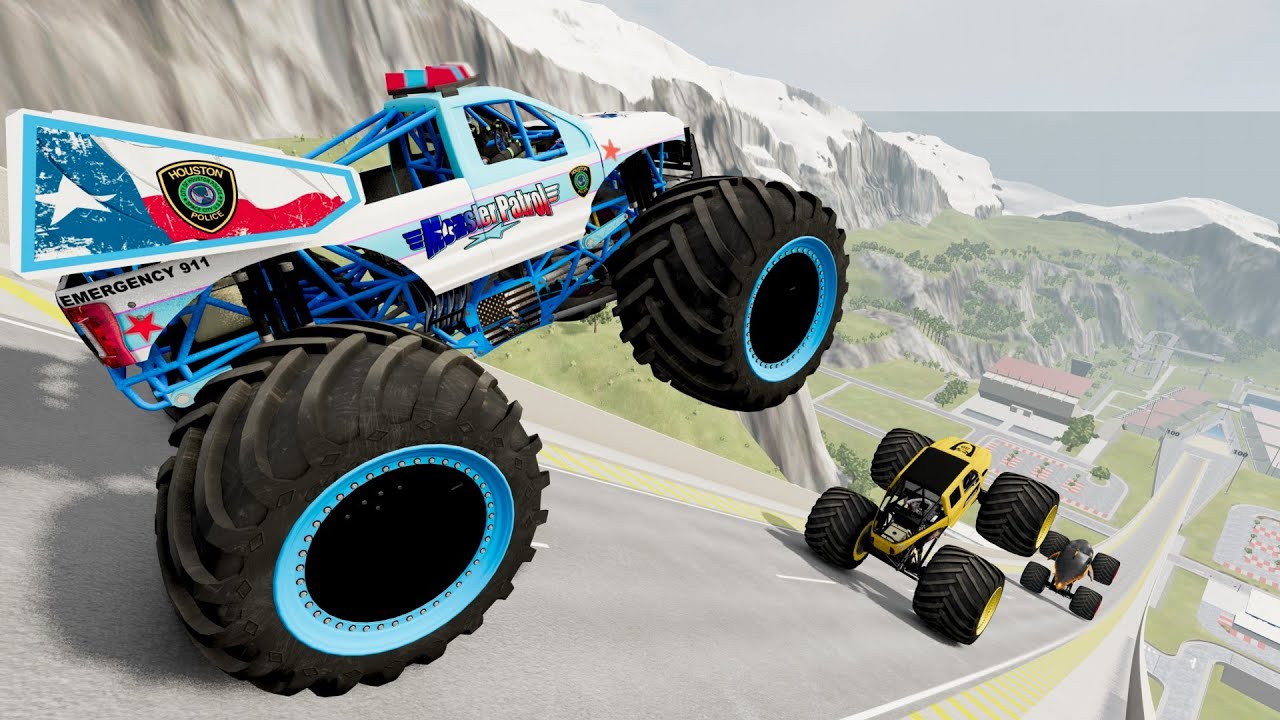Random BMNG - Epic High Speed Monster Truck Jumps & Crashes #14 - BeamNG.Drive