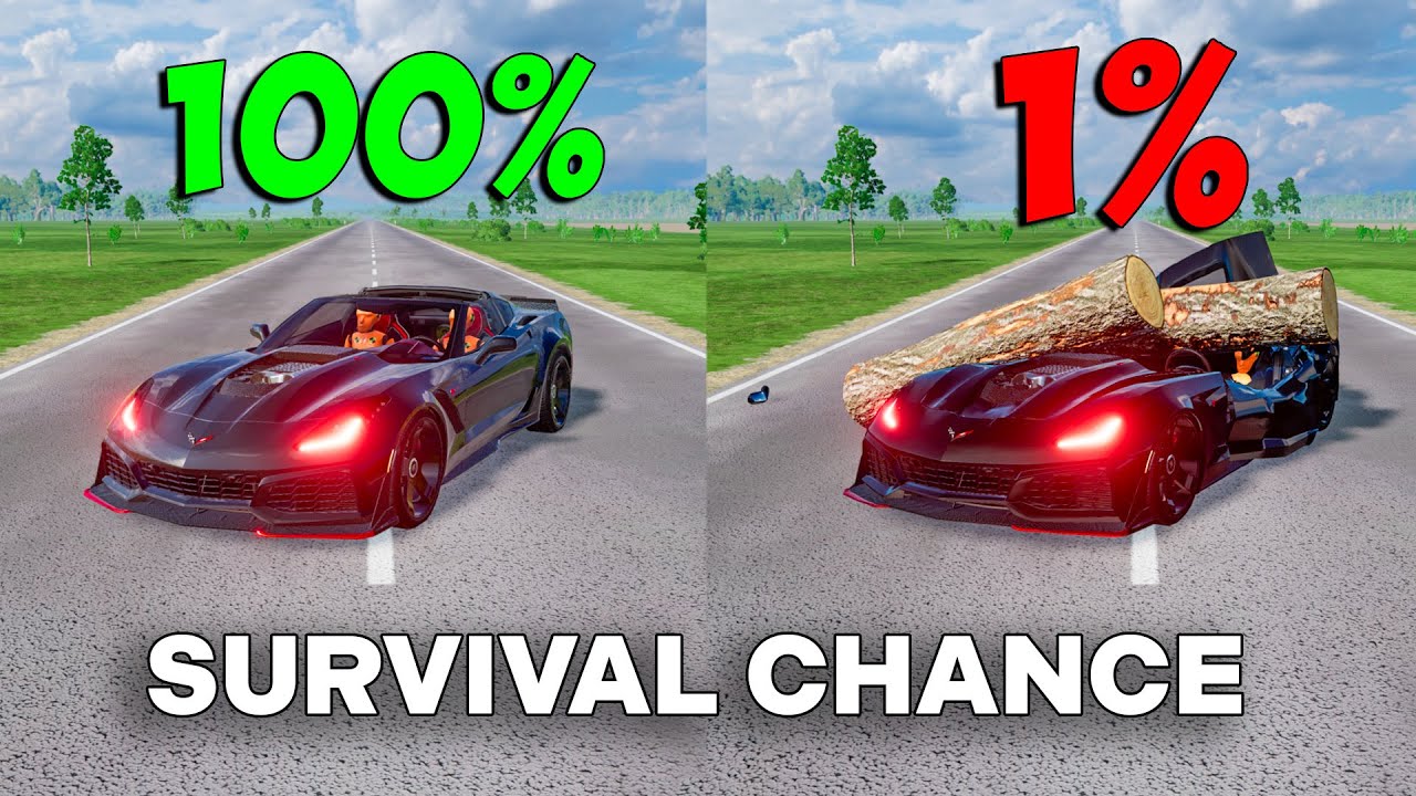 Realistic Extreme Survival Chance Crashes (With Speedometer) | BeamNG.drive #5