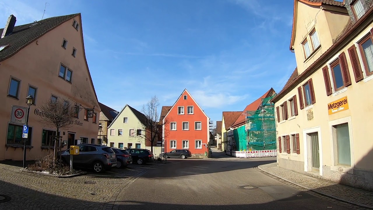 D: Obernbreit. Unterfranken. Eindr&uuml;cke aus der Ortsmitte. Februar 2021