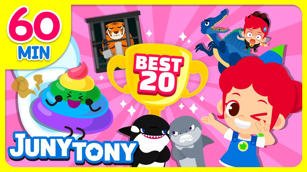 NEW 🏆 JUNYTONY 𝘽𝙀𝙎𝙏 20 Songs | Hickory Dickory Dock, Poo Poo Song, Dinosaurs | Kids Songs | JunyTony