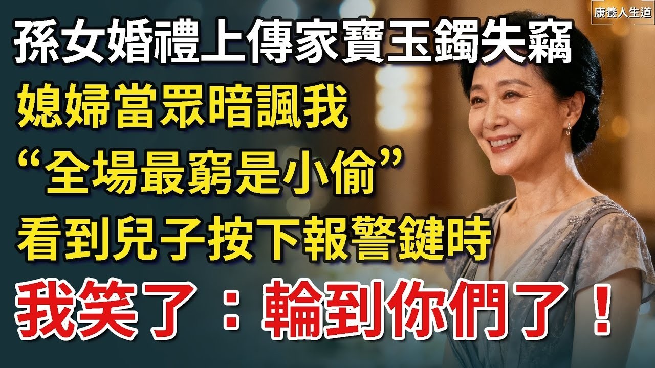 孫女婚禮上傳家寶玉手鐲失竊，媳婦暗諷我“全場最窮是小偷”，看到兒子按下報警鍵時，我卻笑了：輪到你們了！【康養人生道】 #康養人生道 #上了年紀該明白的事 #養老 #聰明老人 #長壽秘密 #延壽