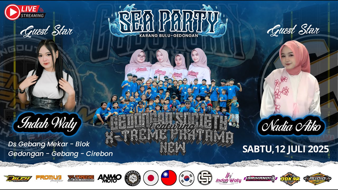🔴LIVE (siang) KARNAVAL ARAK ARAKAN X-TREME PRATAMA NEW | SEA PARTY GEDONGAN SOCIETY | SABTU, 12 JULI