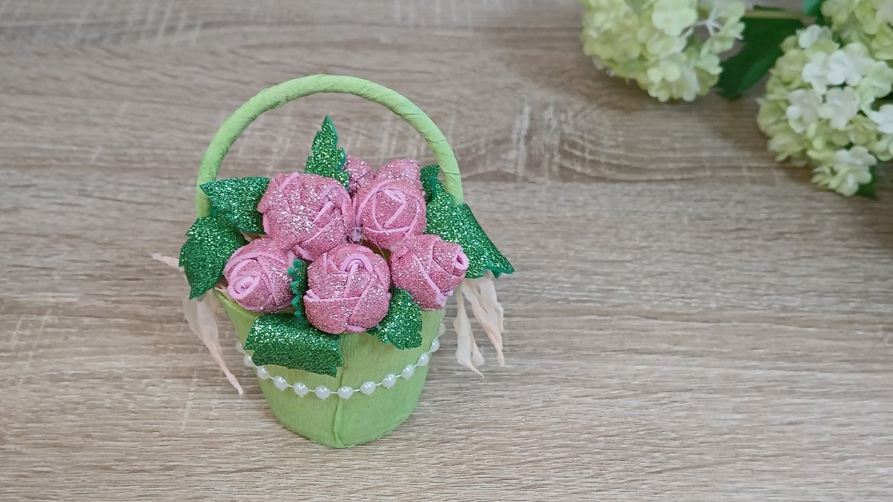 Simple craft - How to make Flower basket. Home decor flowers making