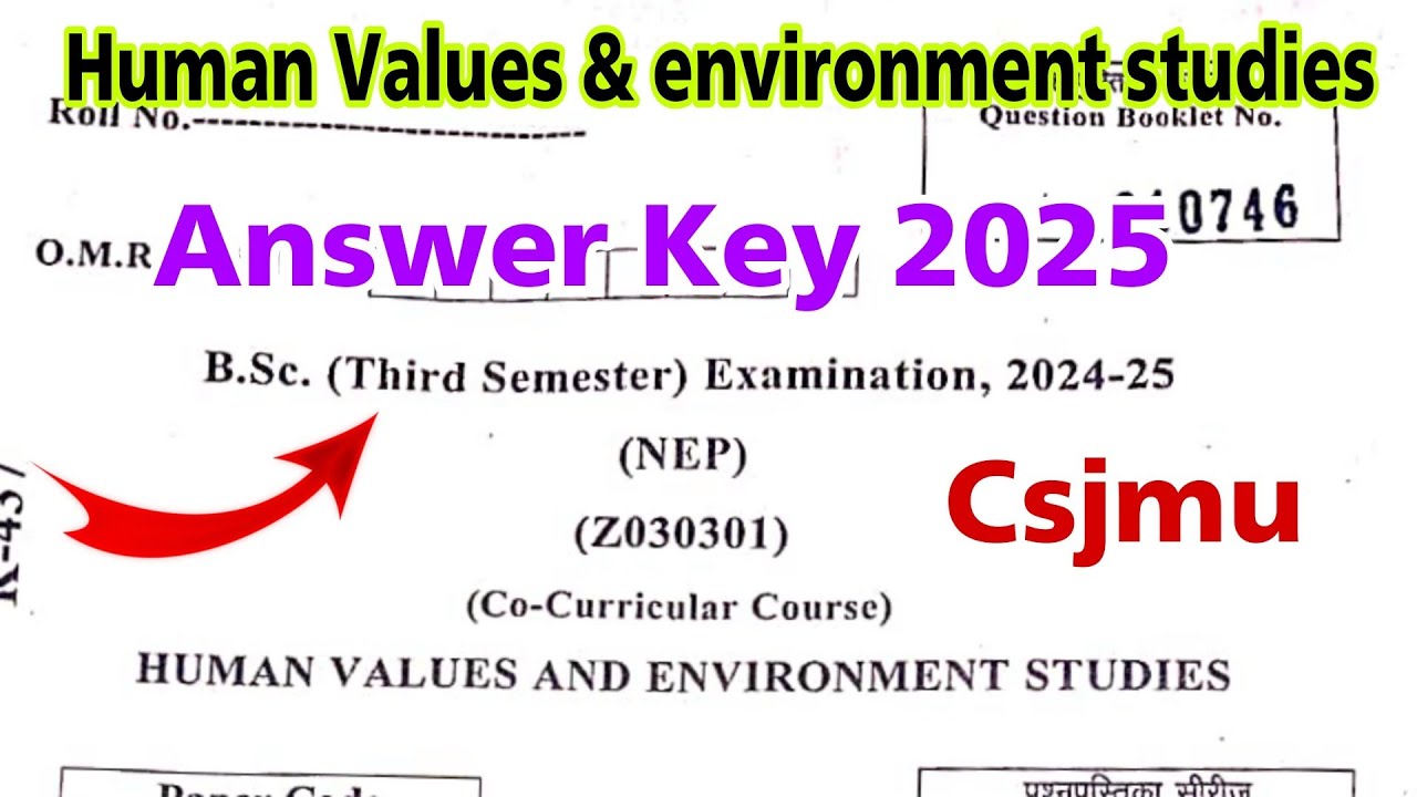 human values and environmental studies bsc 3rd semester csjmu answer key 2025 | kanpur university