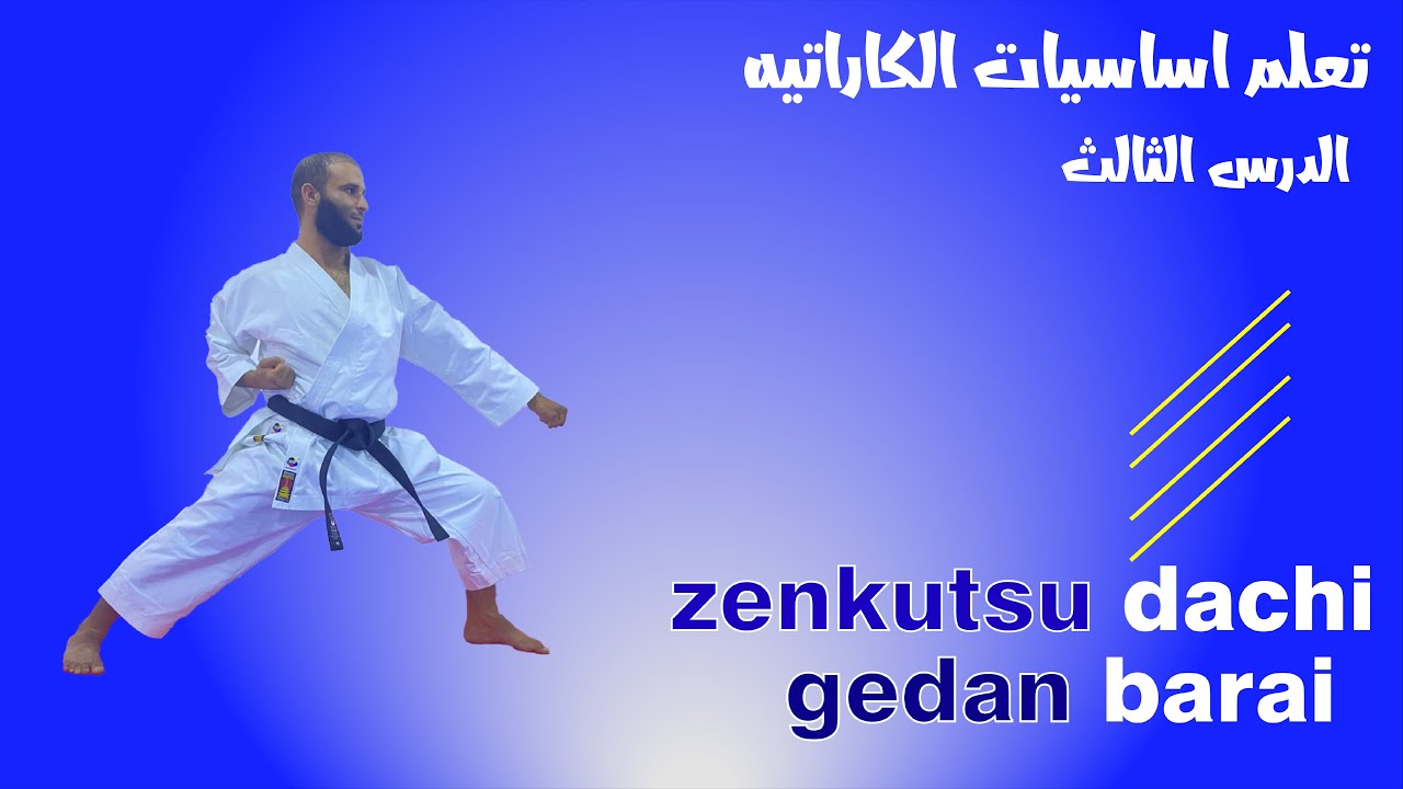 تعلم اساسيات الكاراتيه الدرس الثالث زينكوتسو داتشي كدام براي zenkutsu dachi gedan barai