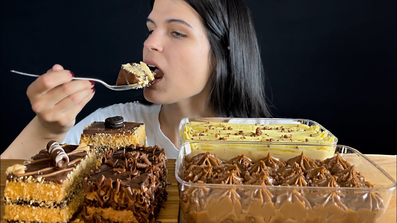 ASMR | CHOCOLATE MOUSSE CAKES | MUKBANG