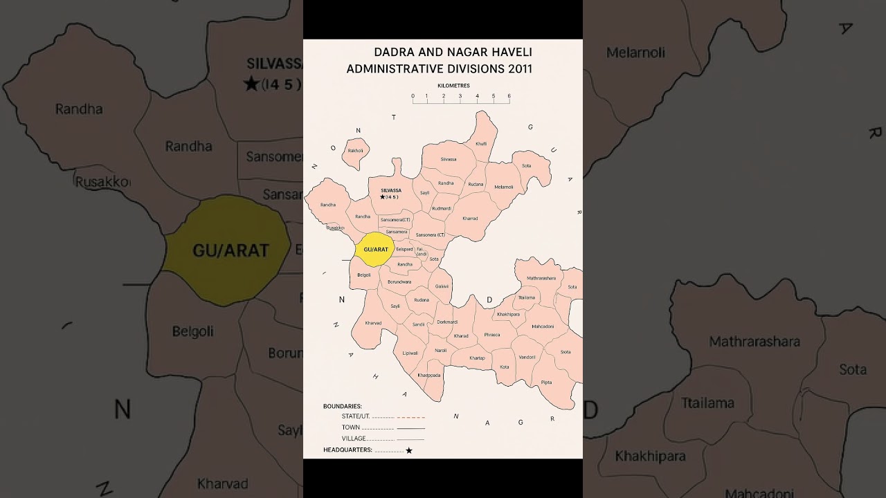 Dadra and Nagar Haveli Administrative Divisions Map (2011)