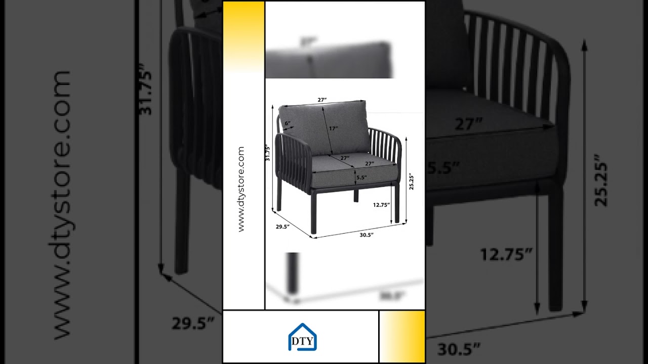 5 Piece Patio Conversation Sets, Modern Outdoor Patio Sectional Furniture Set with Square Coffee ...