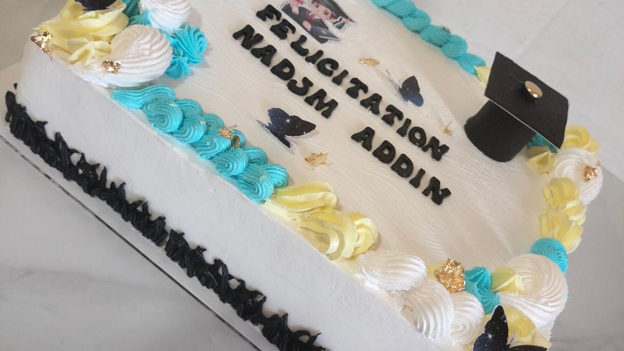 كيكة تخرج🎓خطوة بخطوة للمبتدآت محشية ومغلفة بكرام شونتي القطر تاعها والسعر #_مشروع مربح