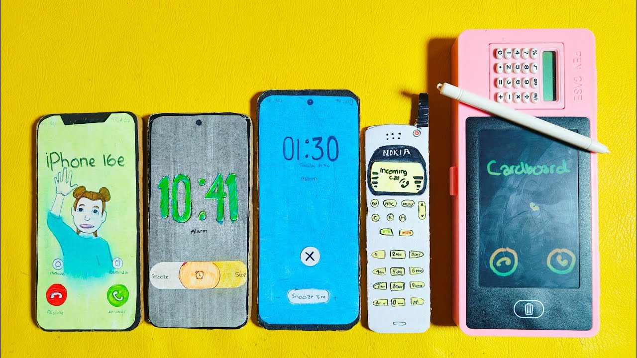 iPhone 16 + Google Pixel 5 + Samsung Z flip 4 + Nokia 2010 + Drawing Pad ,Alarm & incoming Call