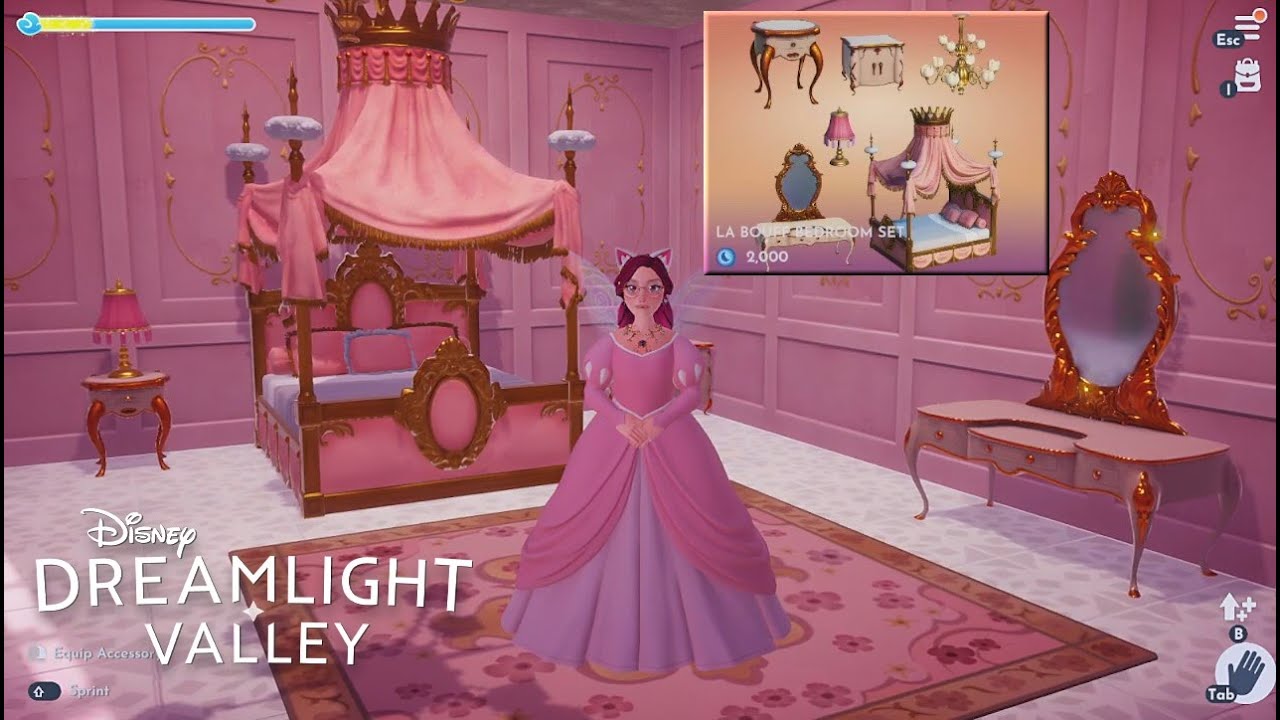 Disney Dreamlight Valley: La Bouff Bedroom Set overview