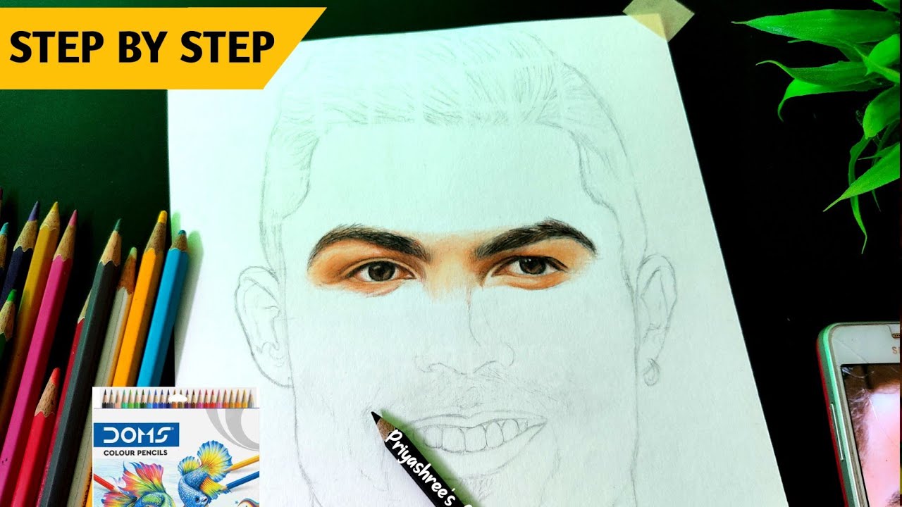 Ronaldo Drawing | Ronaldo Drawing with Doms 24 shades colour pencil | Colour pencil drawing