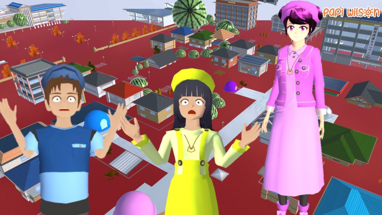 Sakura Banjir Semangka Yuta Mio Main Parkour Semangka🤣😱🍉 | Sakura School Simulator | Papi Wilson
