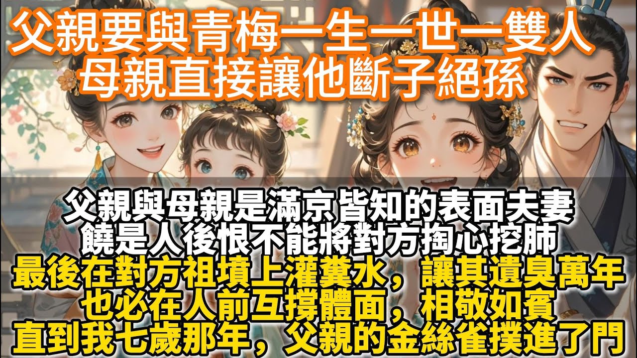 完結爽文：父親要與青梅一生一世一雙人，母親直接讓他斷子絕孫。父親與母親是滿京皆知的表面夫妻。饒是人後恨不能將對方掏心挖肺。最後在對方祖墳上灌糞水，讓其遺臭萬年。也必在人前互撐體面，相敬如賓。直到我七歲