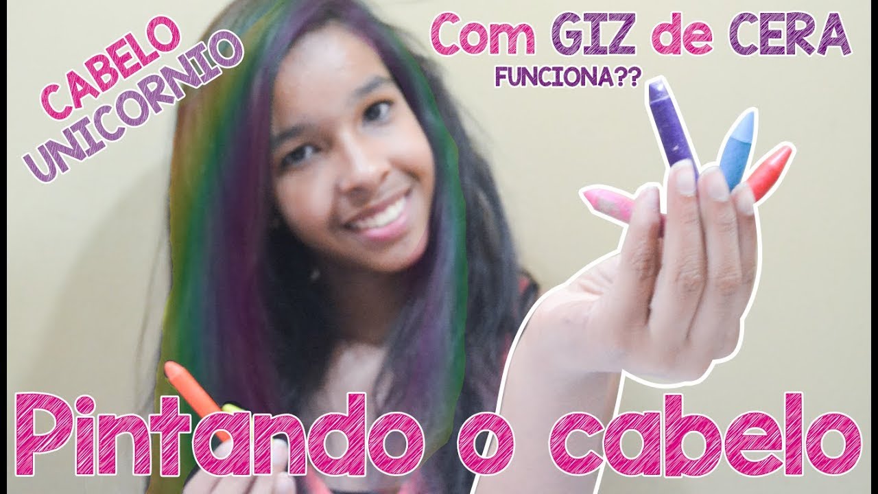 PINTANDO O CABELO COM GIZ DE CERA | Cabelo unicórnio