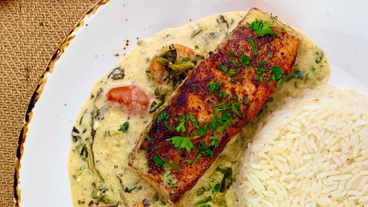Salmon & Coconut Cream Spinach