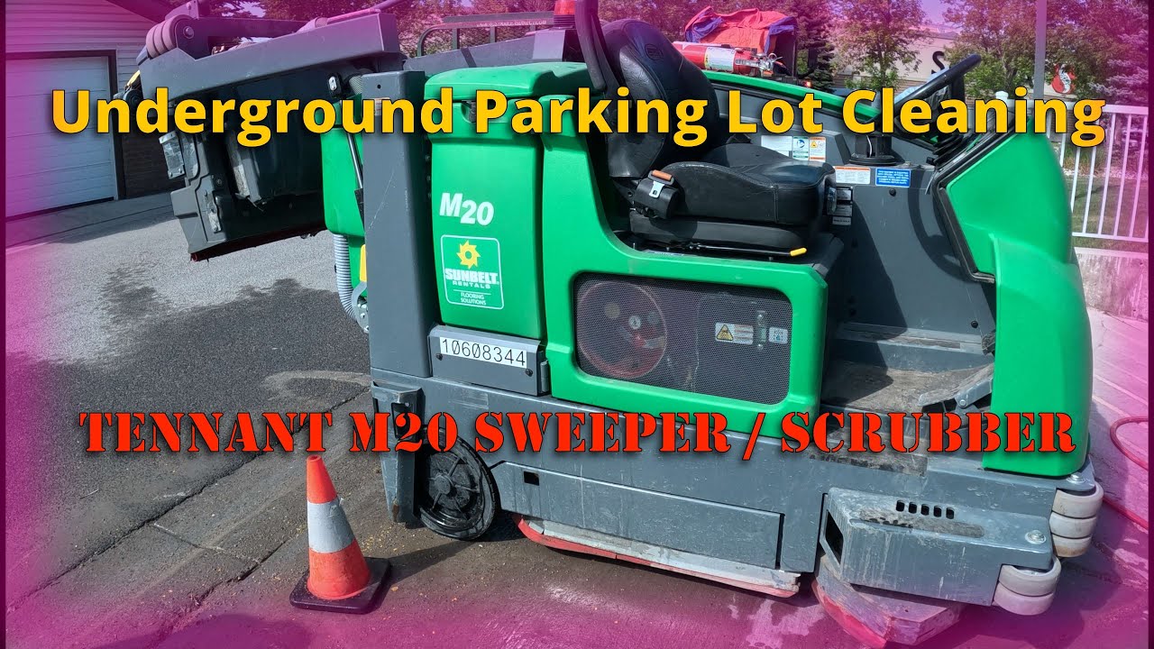 Underground Parking lot sweeping #maintenance #tennant #working