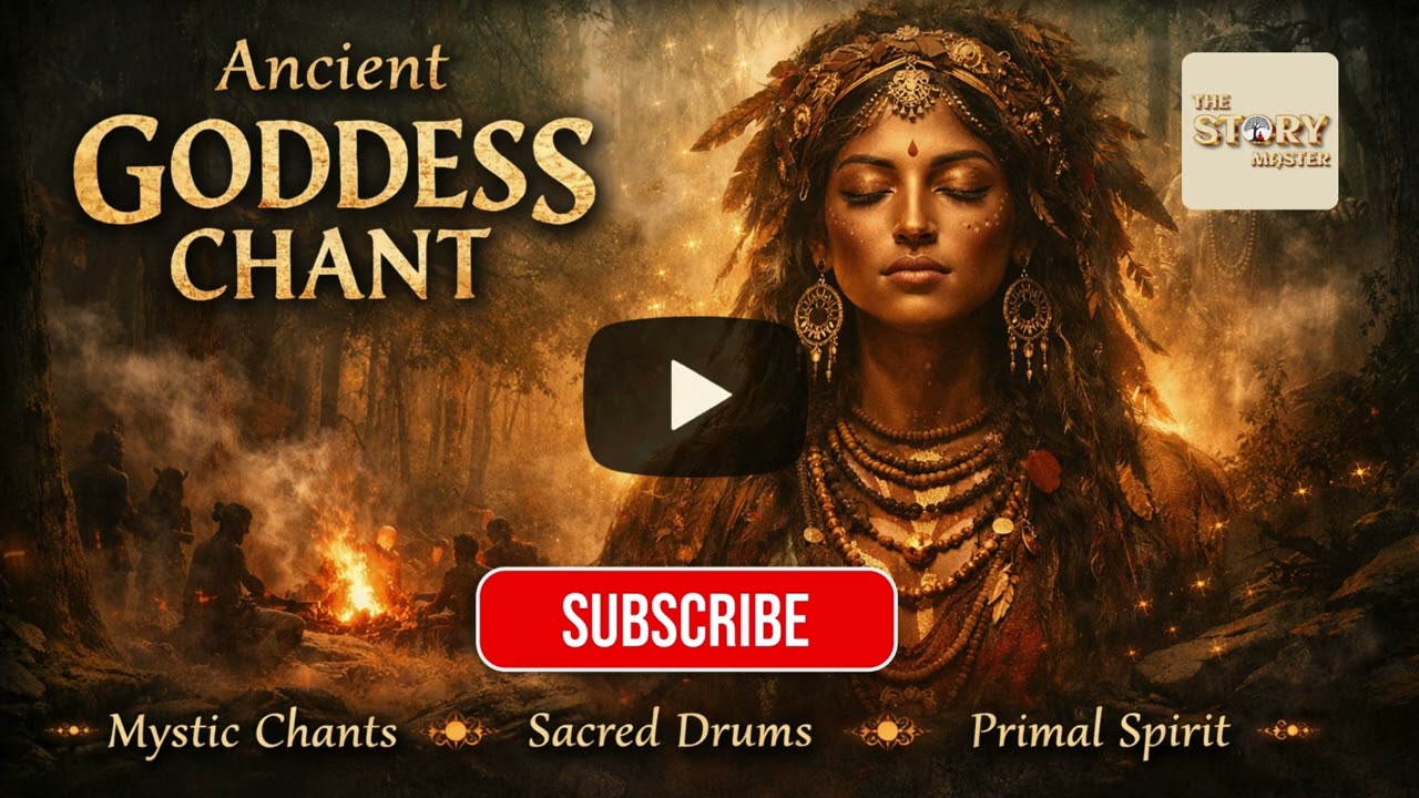 Ancient tribal devotional chant, forest ritual soundscape, pre-temple spiritual music