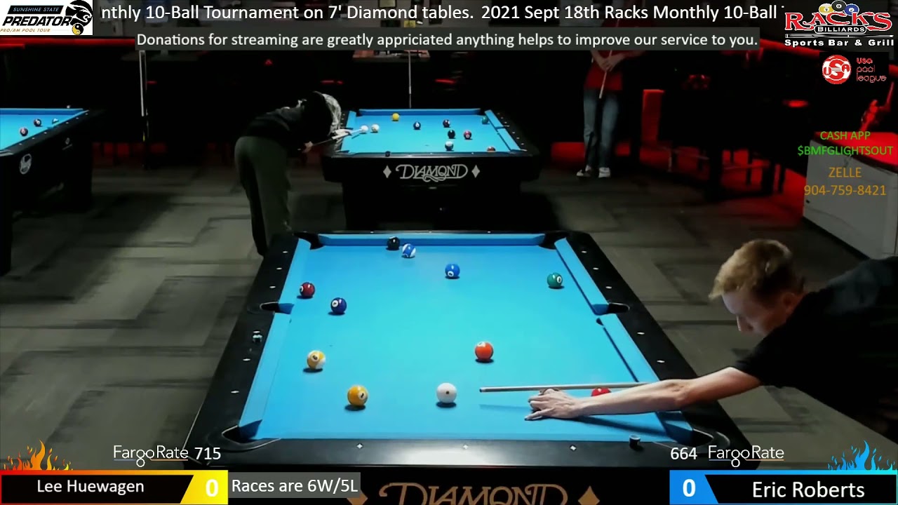 Lee Huewagen vs Eric Roberts | 2021 Racks Billiards Sanford, FL Monthly 10-Ball  9/18 Match #6