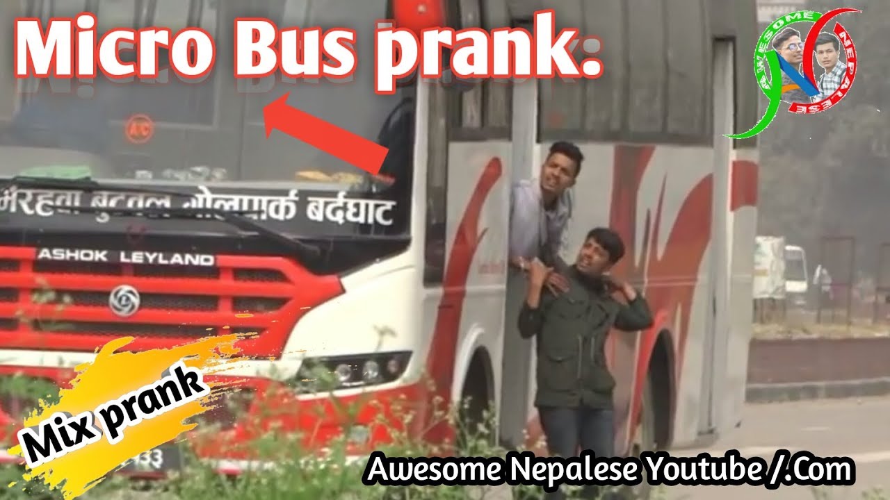 Nepali prank-micro bus prank(mix prank) epic reaction/awesome nepalese